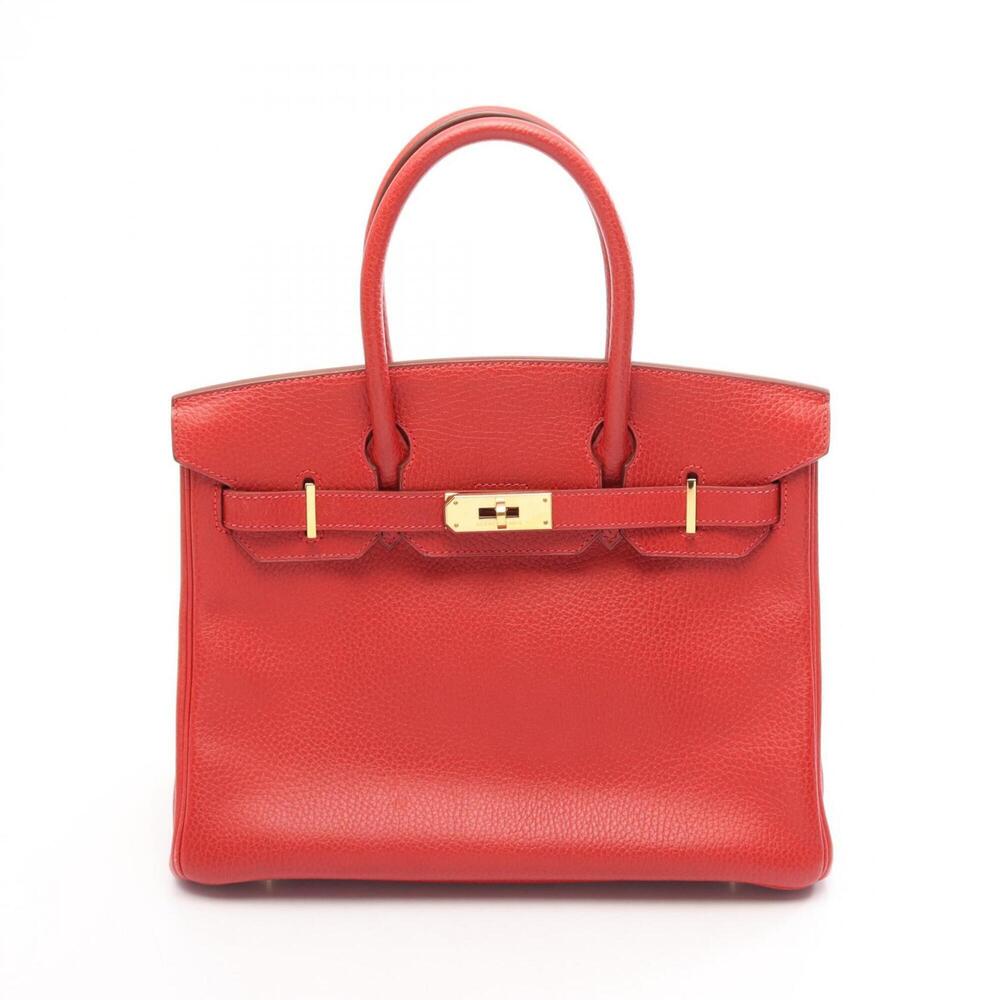 Hermes Birkin 30 Rouge Vif Handbag, Leather, Ardennes Women's, Red